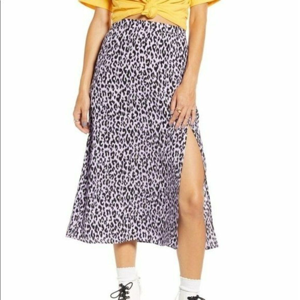 BP x Claudia‎ Sulewski Purple Black Cheetah Animal Print Midi Skirt Size XS
